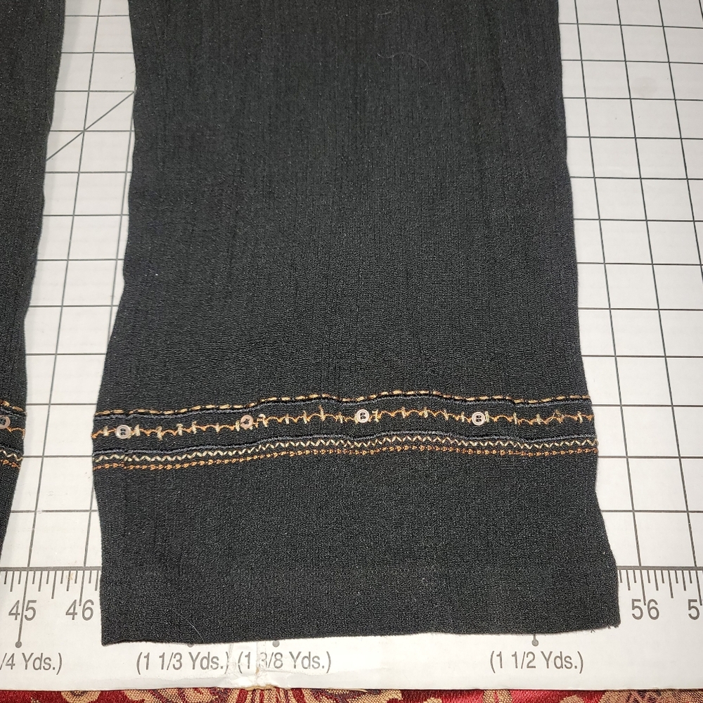 Woman's Black Koret Black Capris with Brown Stitch Design- 18 Preloved - Picture 2 of 11